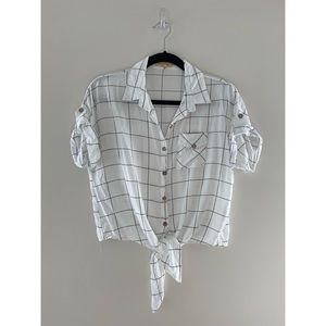 Love Notes White and Black Plaid Button Down Shirt